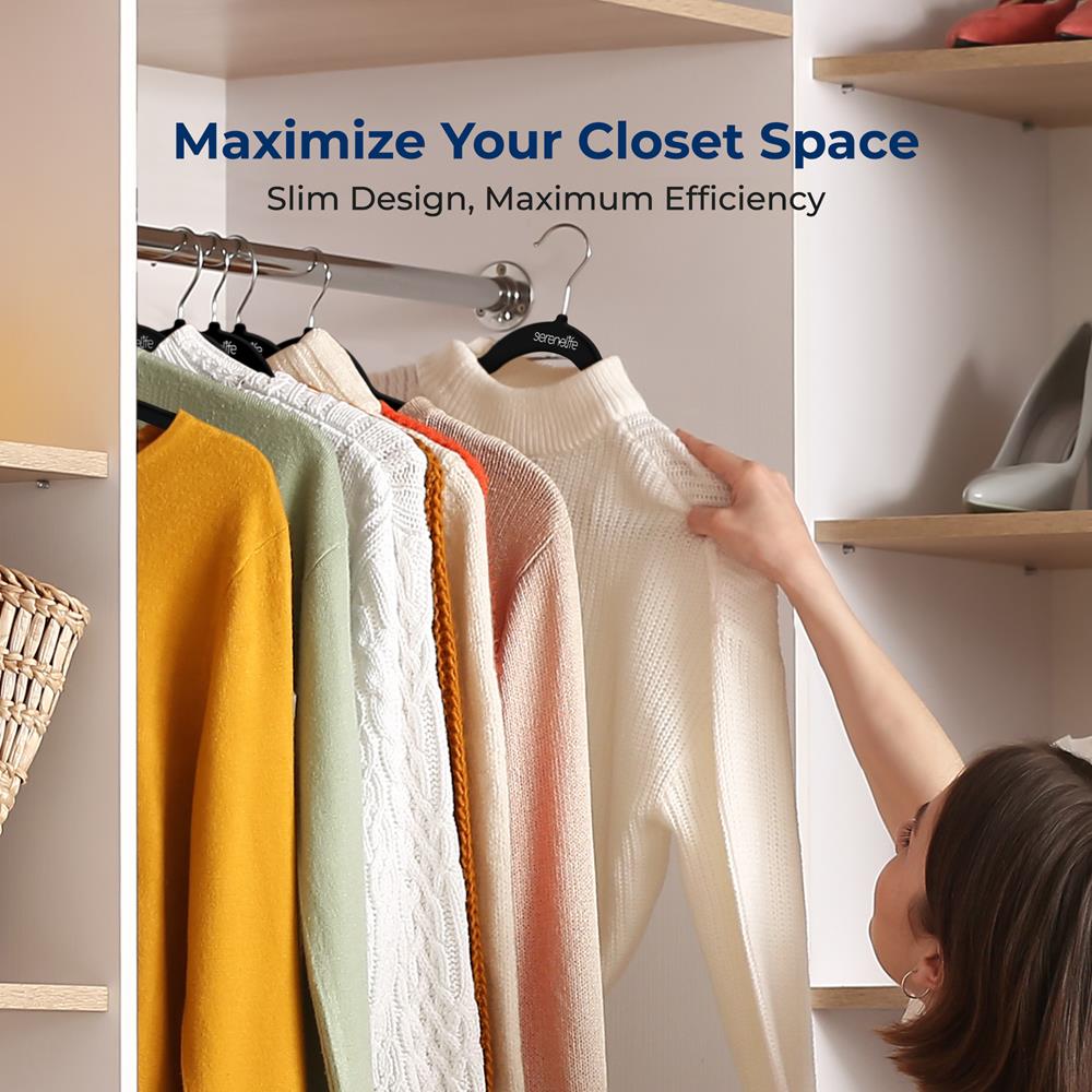 Serenelife Samt Kleiderbügel 30er Set rutschfest 360° Haken