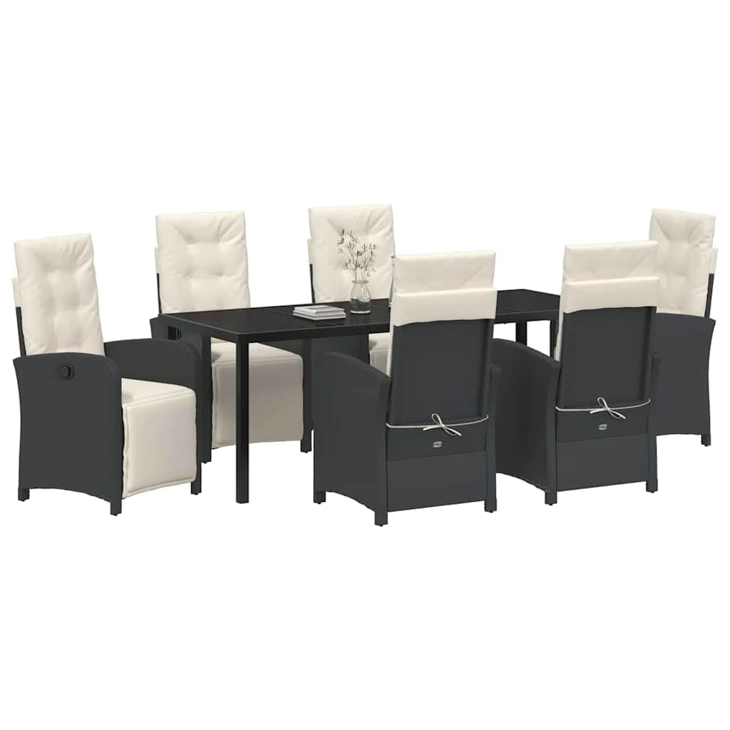 vidaXL Heim & Garten Garten Essgruppe 7-tlg Schwarz Poly-Rattan