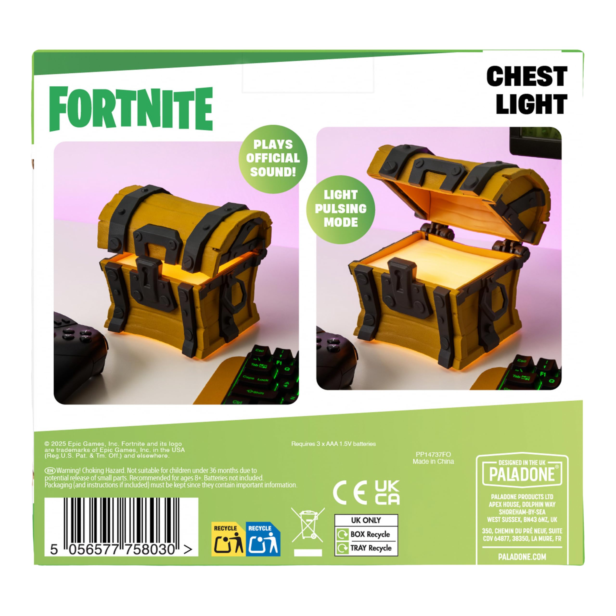 Paladone Lighting Fortnite Truhen-Licht mit Sound batteriebetrieben