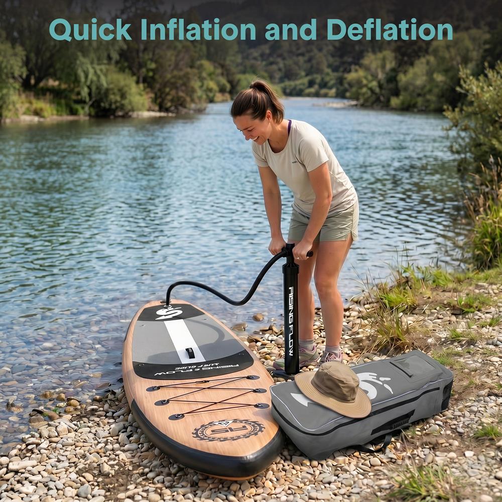 Serenelife SUP Board Aufblasbar 10'6 Holz 350lbs Set