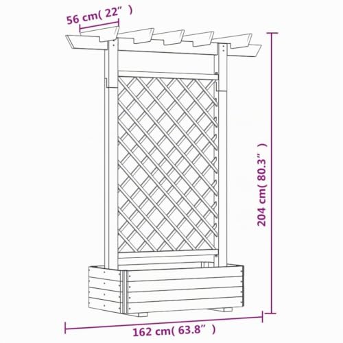 vidaXL Heim & Garten Pergola mit Pflanzkasten 162x56x204 cm Holz