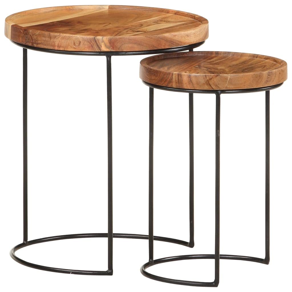 vidaXL Möbel Couchtisch Set 2-TLG Akazienholz Beistelltisch