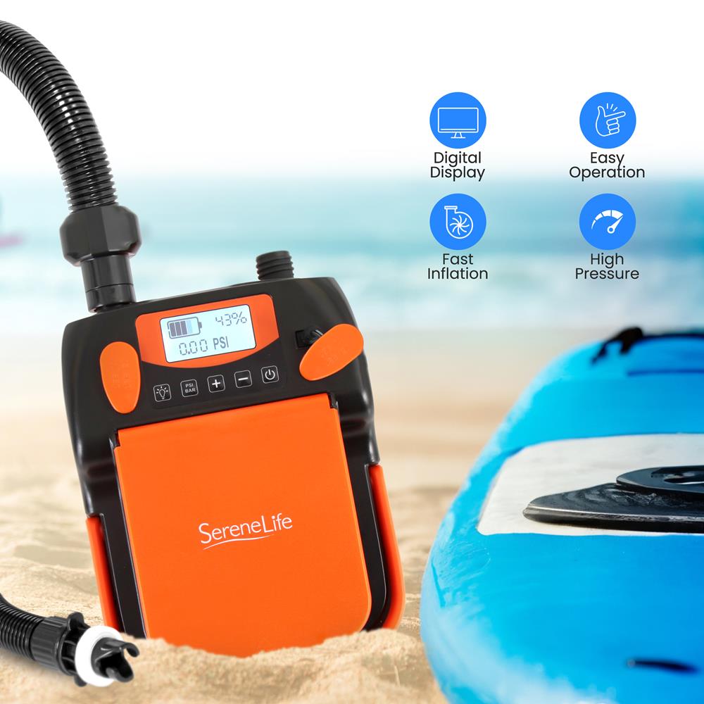 Serenelife SUP Elektropumpe 16 PSI Akku LED tragbar