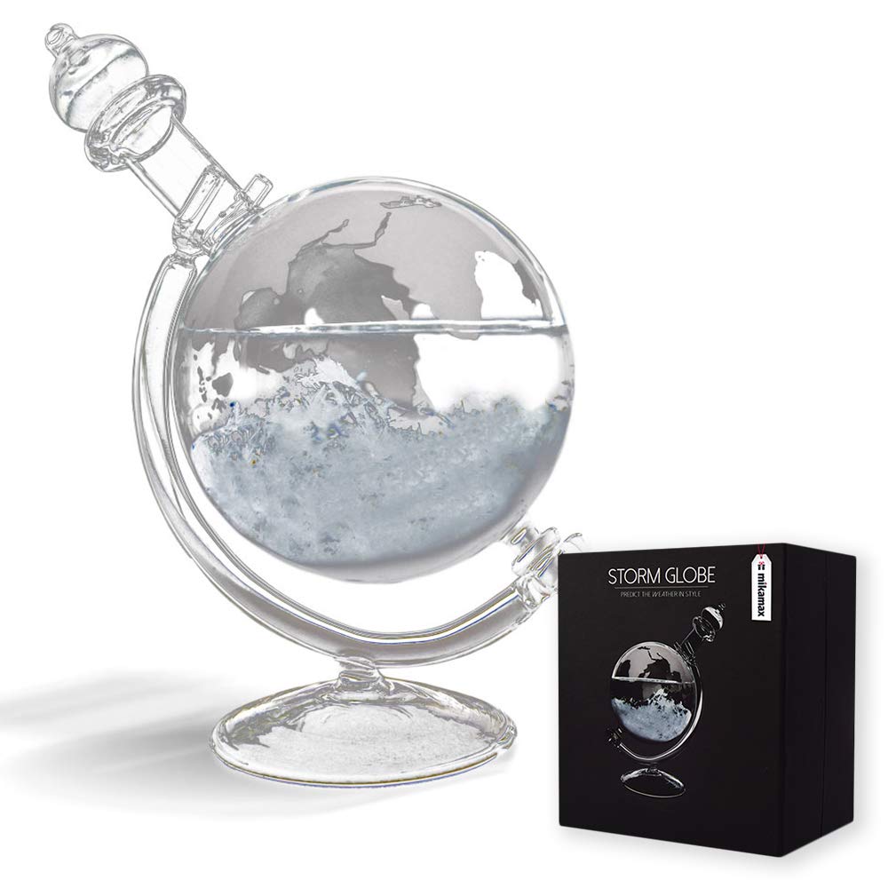 Mikamax Lifestyle Sturmkugel Glas groß mit Holzsockel 19 cm