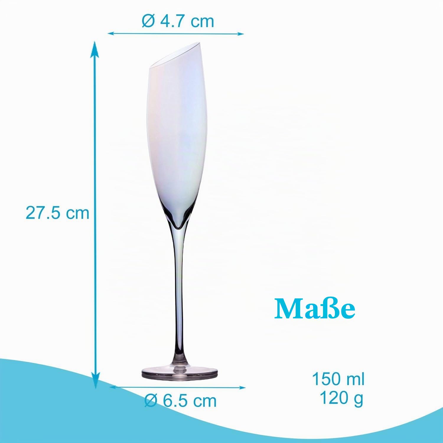 Intirilife Champagnerglas Regenbogen 150 ml 2er-Set Kristallglas