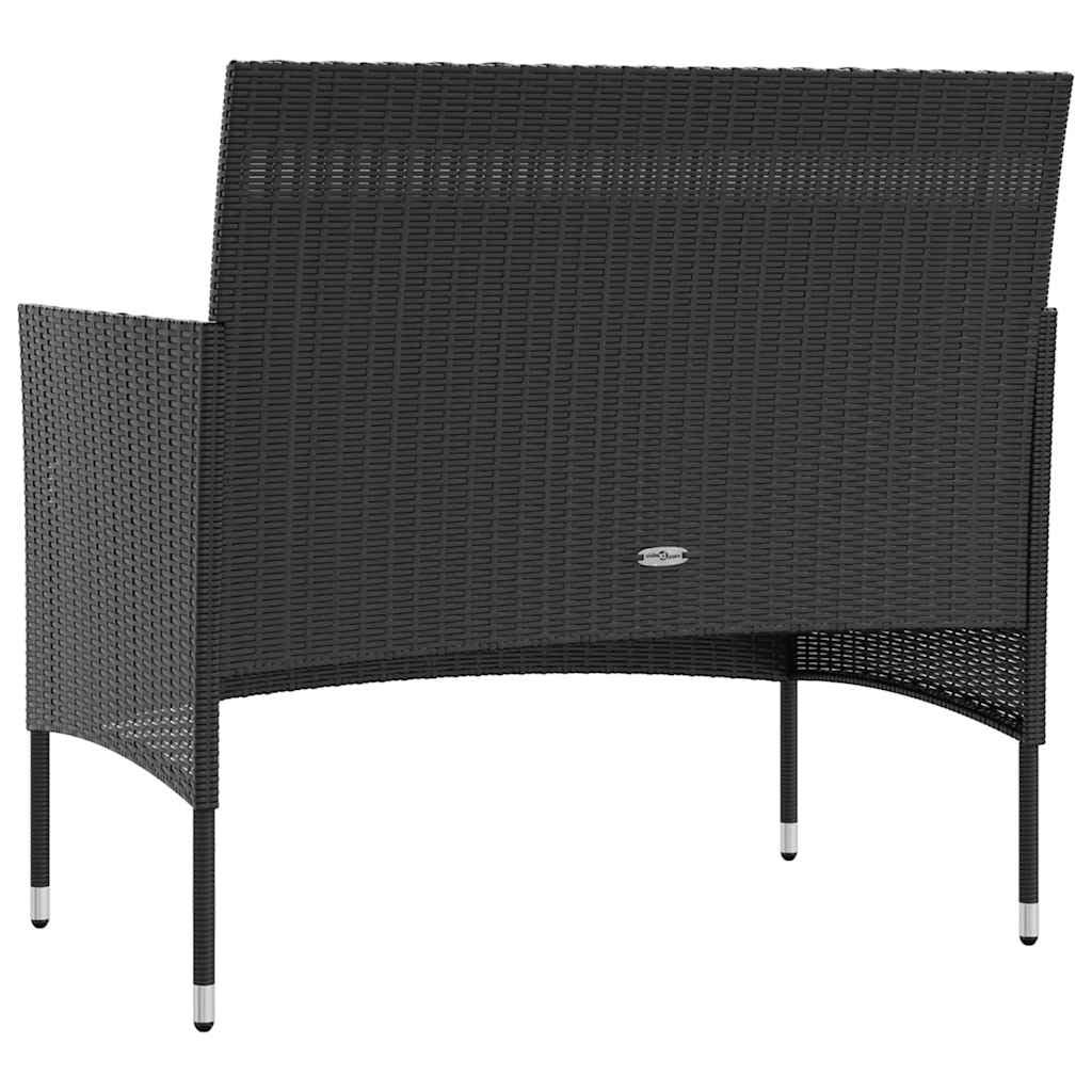 vidaXL Garten-Lounge-Set 8-tlg. Rattan schwarz mit Auflagen