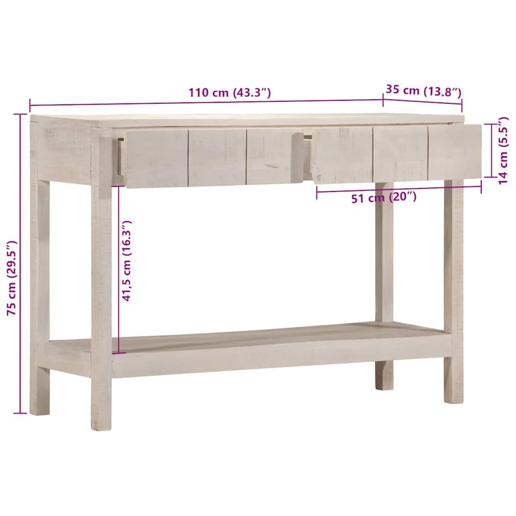 vidaXL Konsolentisch Weiß 110x35x75 Mango mit Schubladen