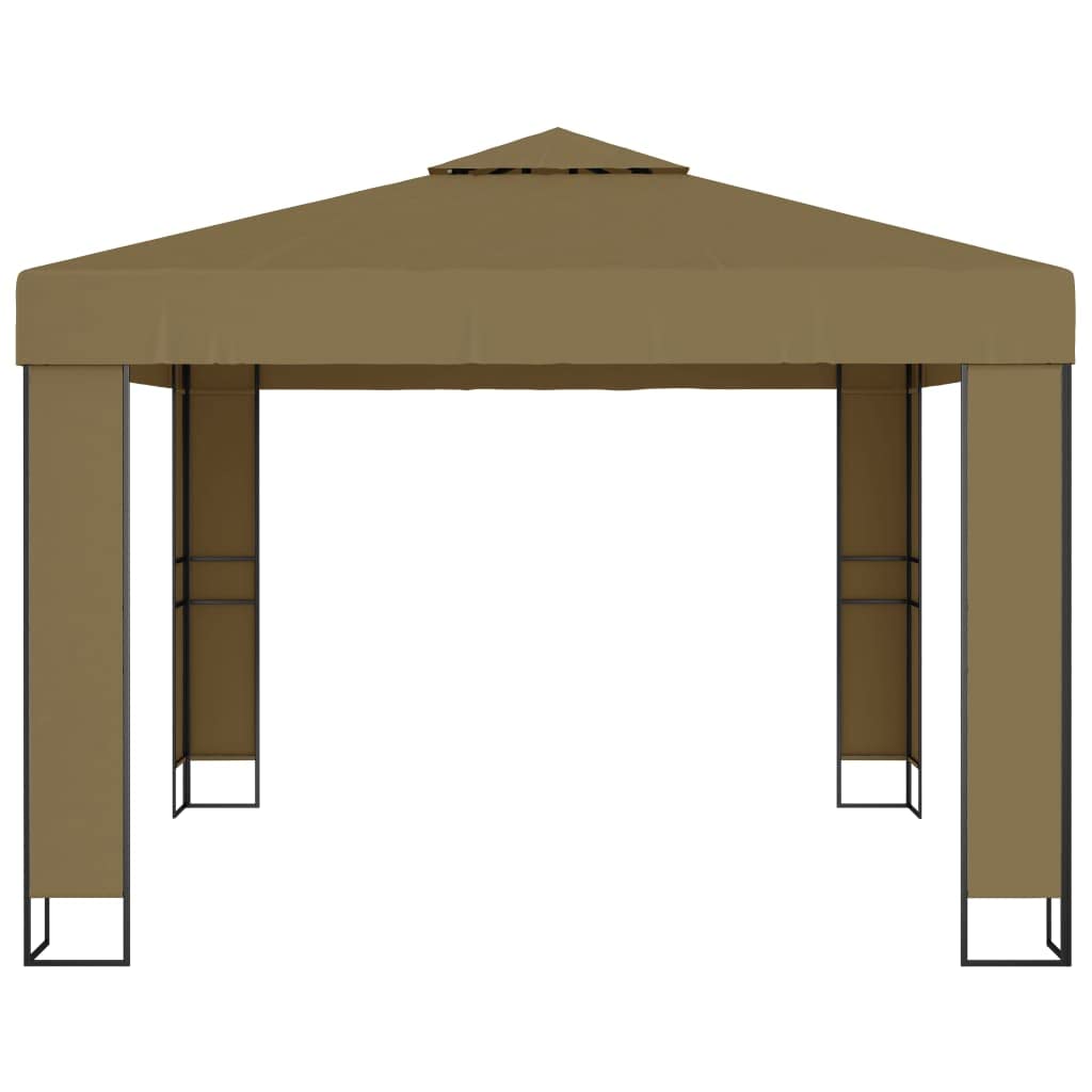vidaXL Pavillon Doppeldach 3x3x2,7 m Taupe Stahl Polyester