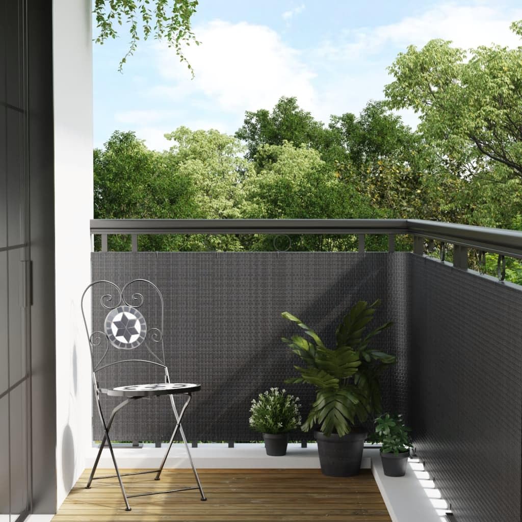 vidaXL Balkon-Sichtschutz Anthrazit 400x80cm PE Rattan-Optik
