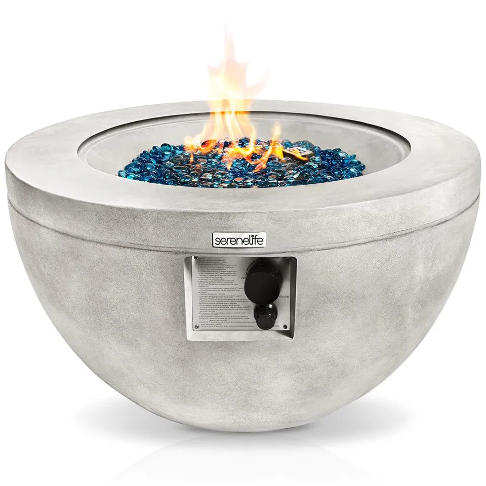 Serenelife Feuertisch Propan 40000 BTU Glassteine Blau