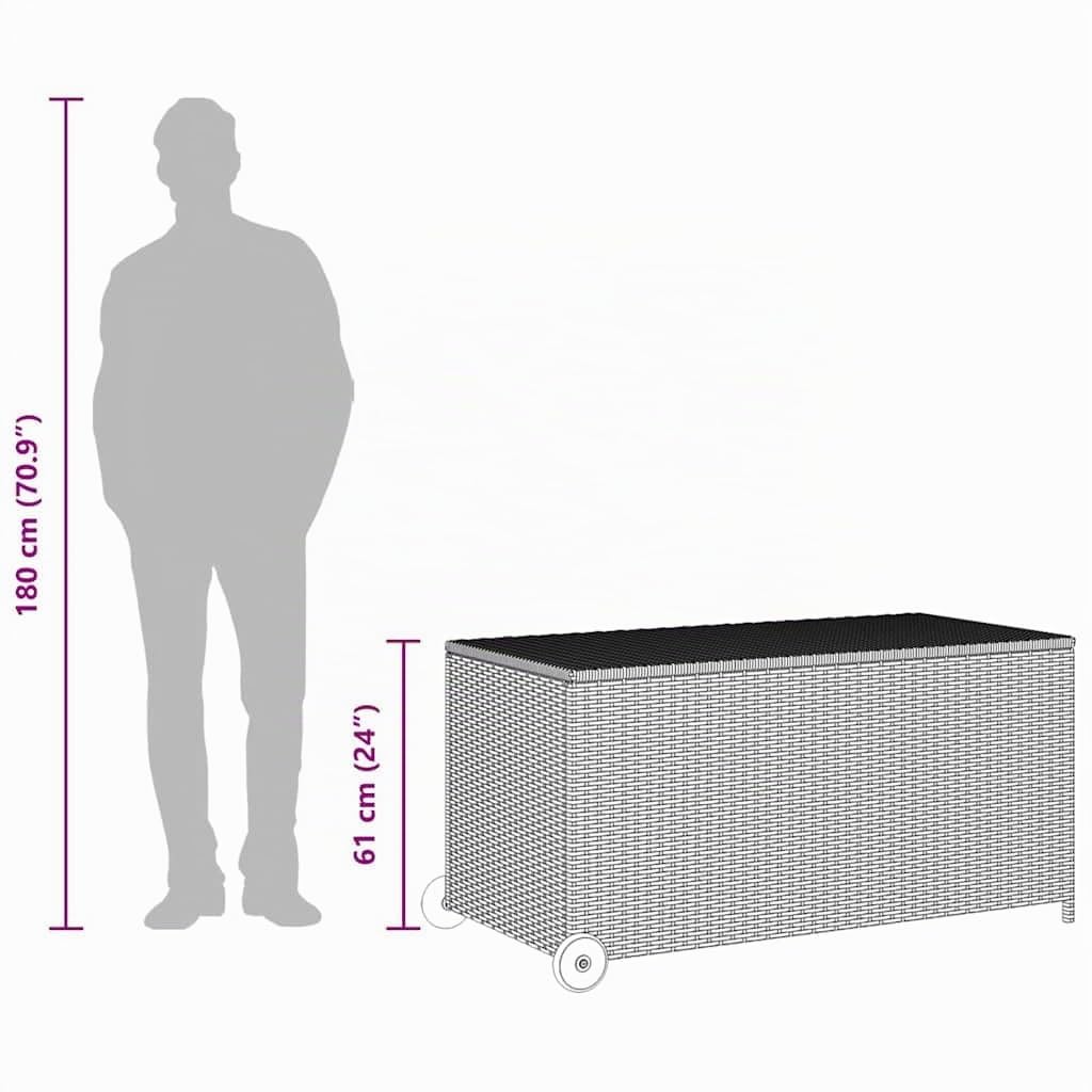 vidaXL Auflagenbox Poly Rattan Schwarz 120x65x61 Kissenbox
