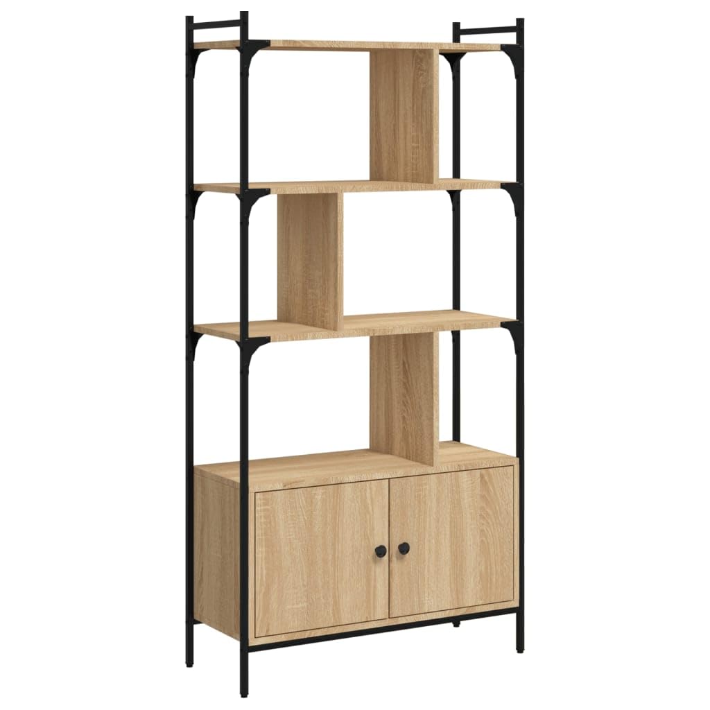 vidaXL Möbel Bücherregal Sonoma-Eiche 76,5 cm mit Türen