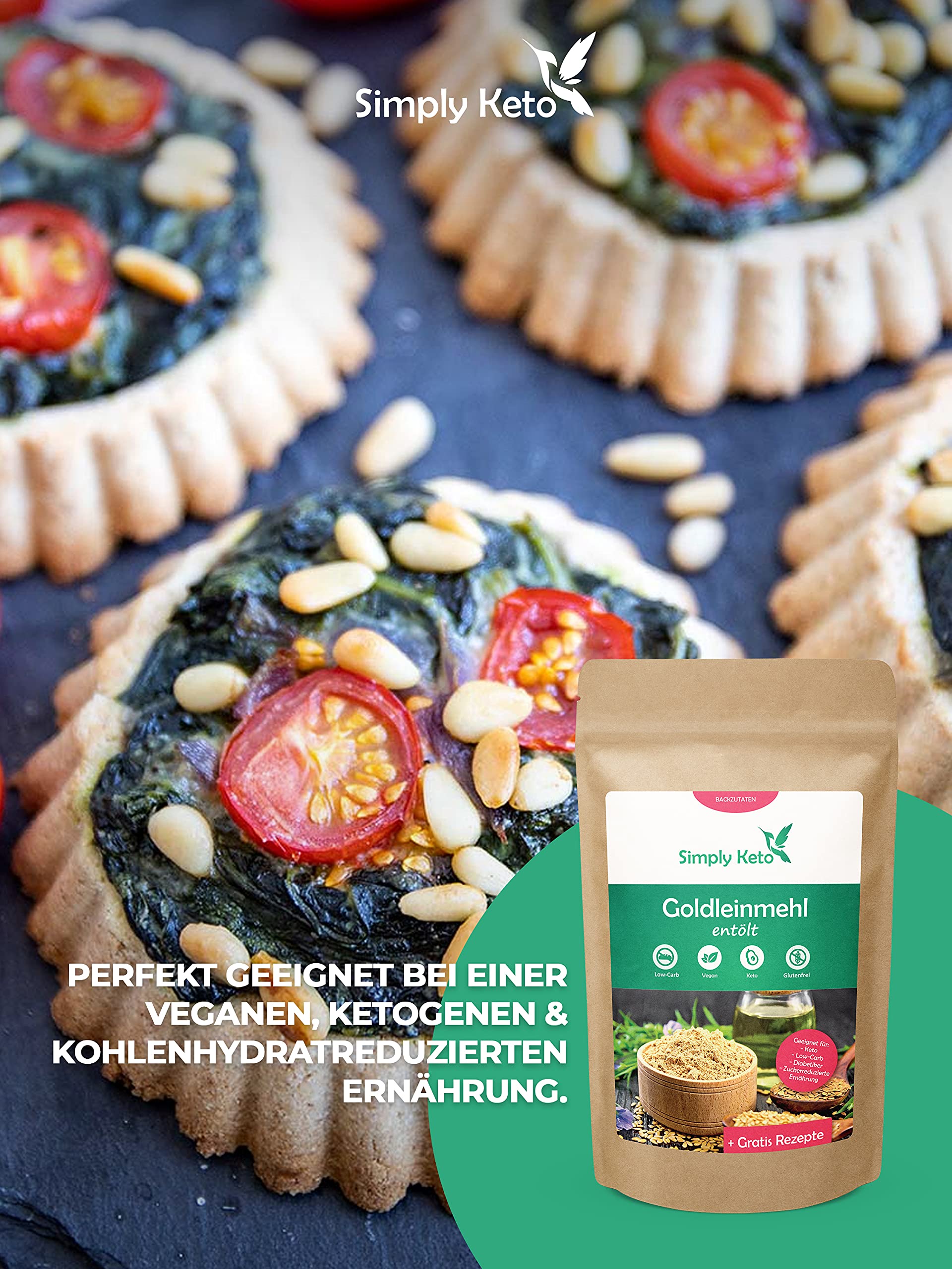 Keto Backzutaten Goldleinsamenmehl Lower Carb 500 g vegan
