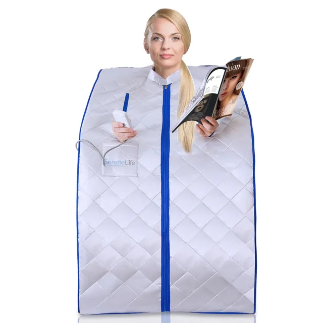 Serenelife Infrarotsauna Sitzsauna Silber 1050W mit Stuhl