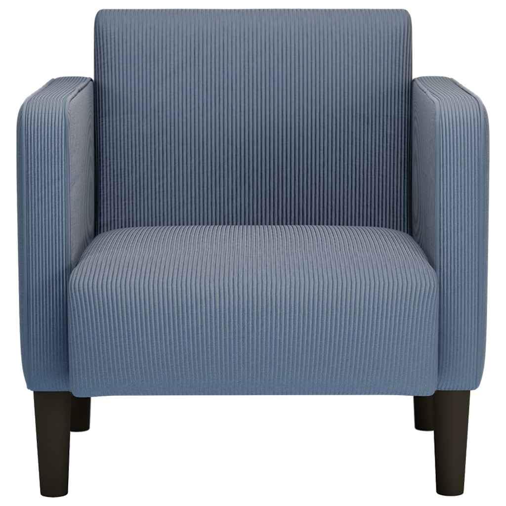 vidaXL Möbel Sessel Armlehnen 54 cm Cordstoff blau Schaumstoff