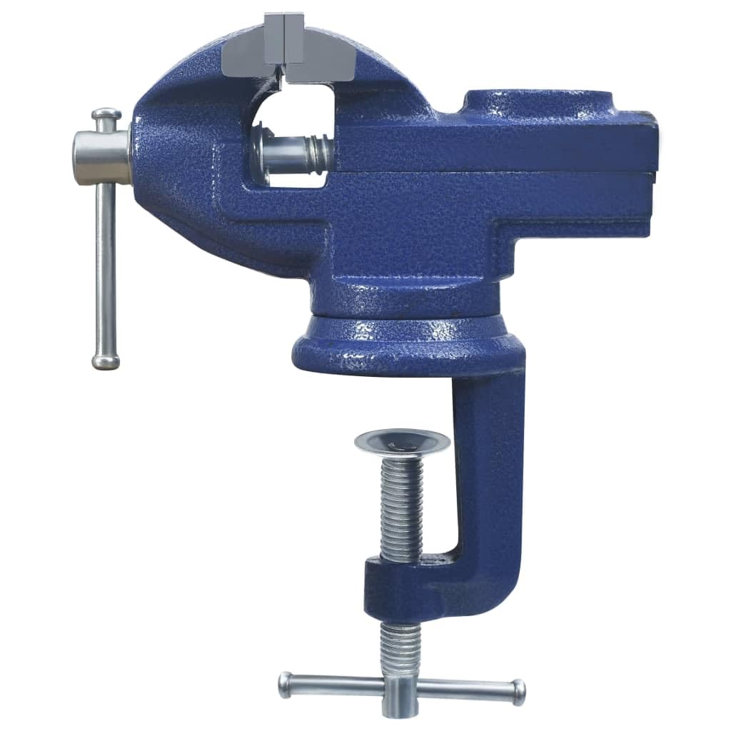 vidaXL Schraubstock Drehbar 60 mm Blau Gusseisen Mini