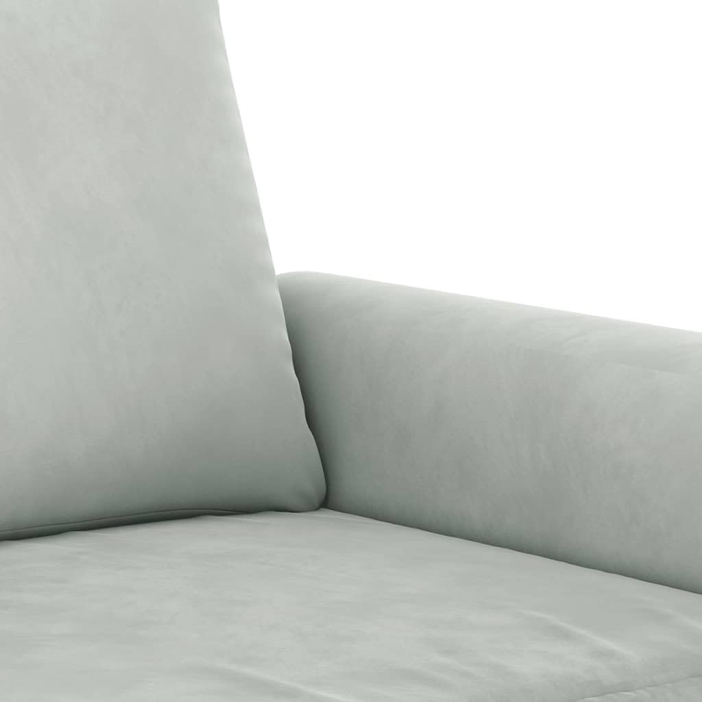 vidaXL Möbel 3-tlg. Sofagarnitur Hellgrau Samt mit Kissen
