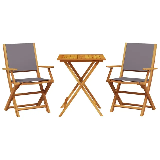 vidaXL Bistro-Set Anthrazit 3-tlg Akazie 60x60 cm klappbar