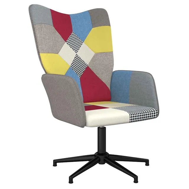 vidaXL Relaxsessel Patchwork Stoff Drehsessel Grau Schwarz