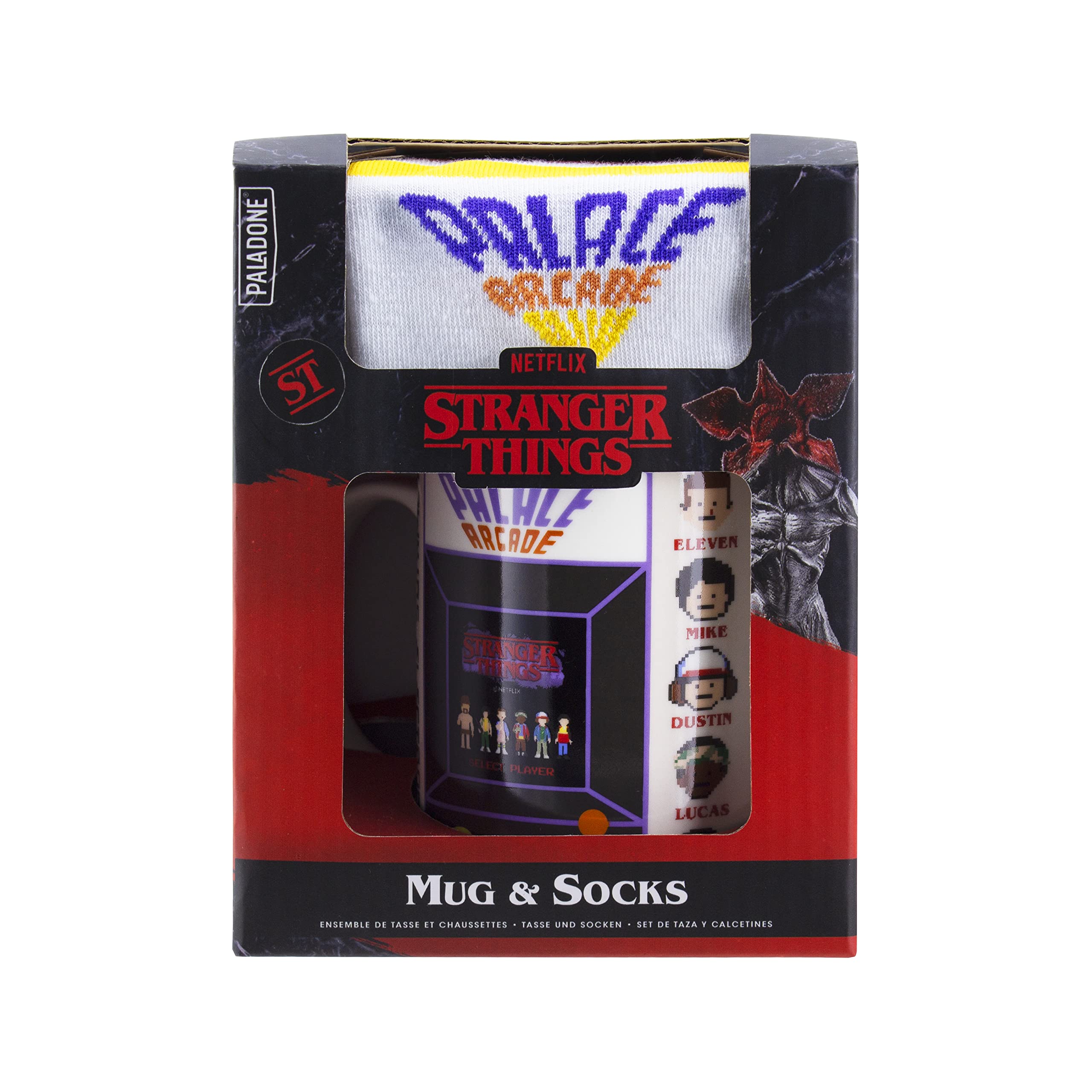 Paladone Stranger Things Geschenkset Tasse 300 ml + Socken weiß
