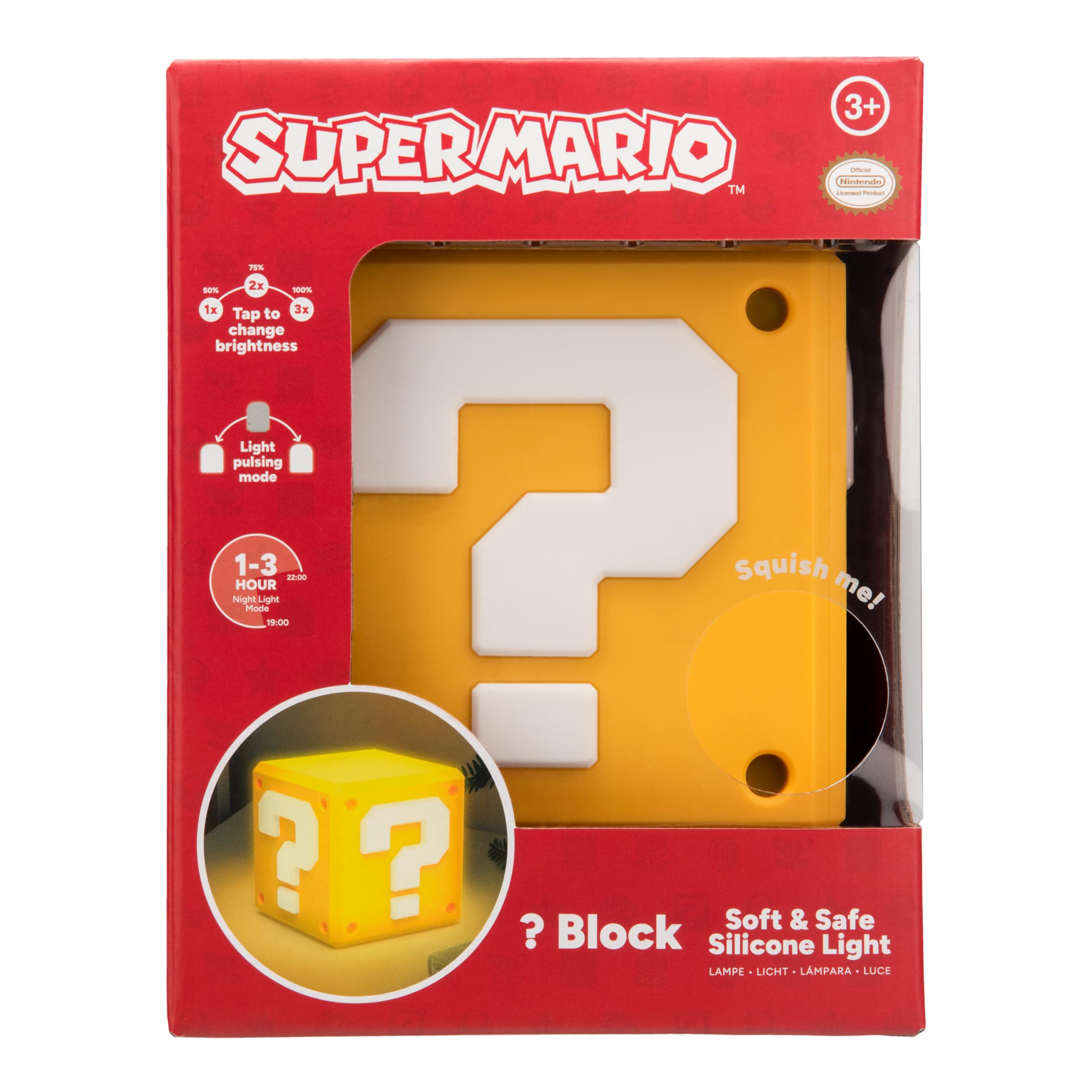 Paladone Super Mario Fragezeichen Block SquishyGlo Lampe USB