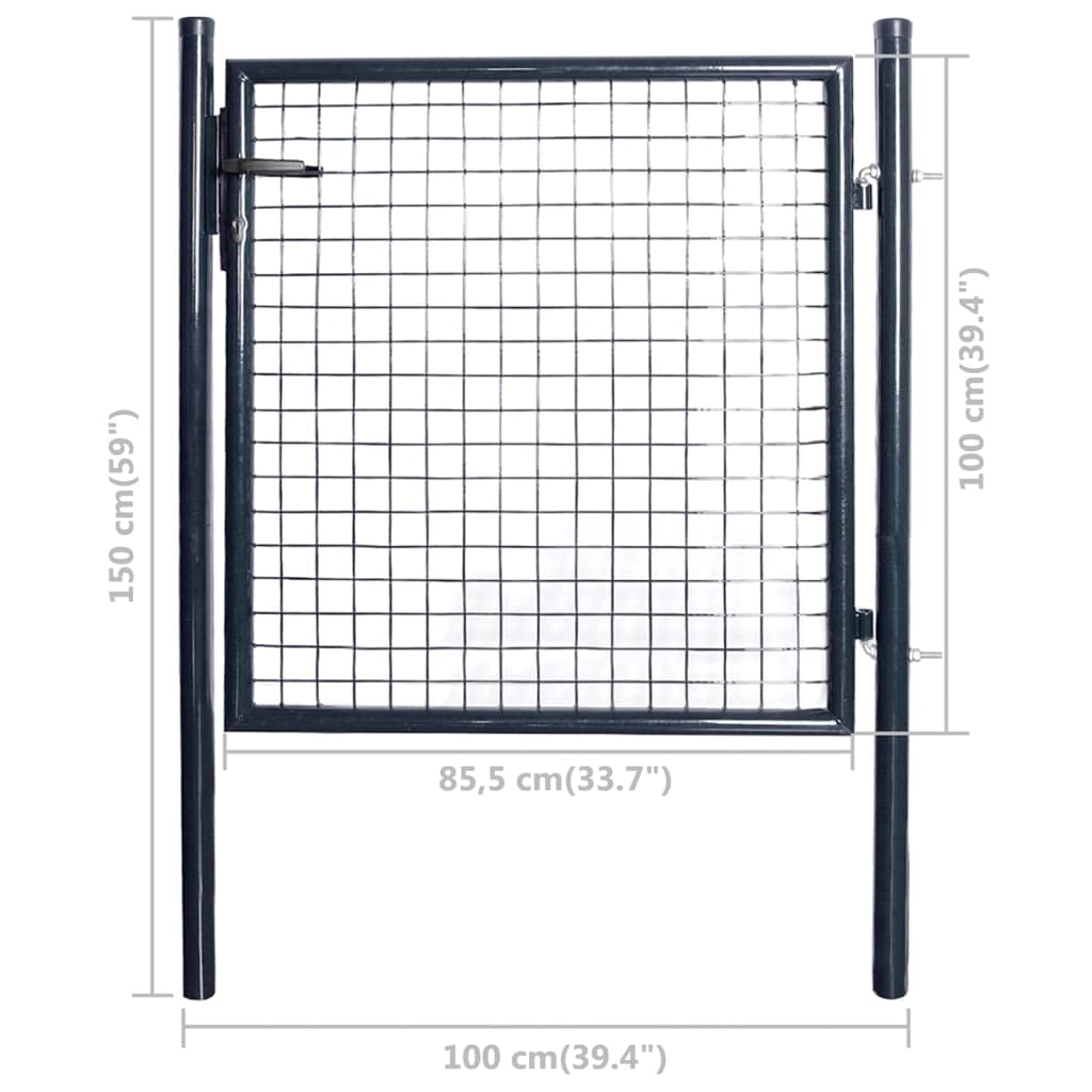 vidaXL Maschen-Gartentor Stahl verzinkt 100x100 cm grau