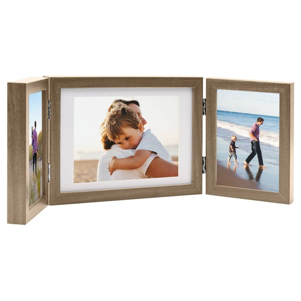 vidaXL Bilderrahmen Triptychon hellbraun 22x15 cm