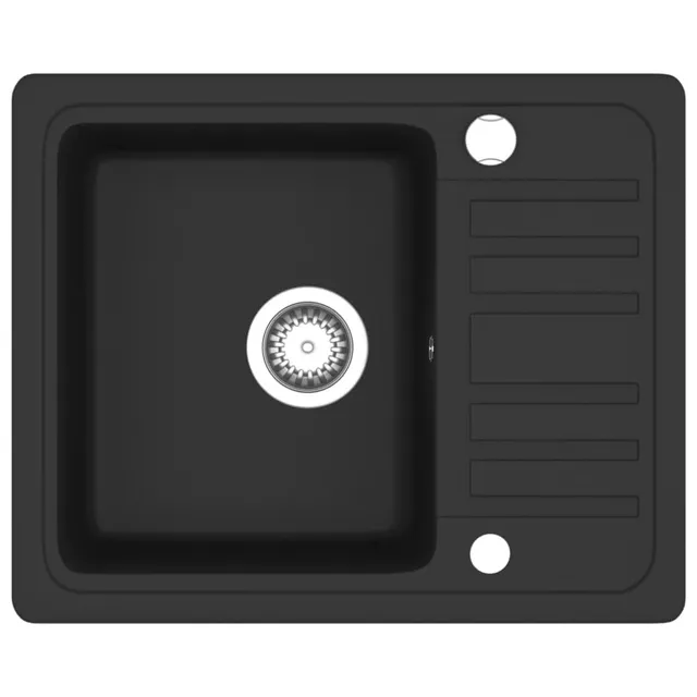 vidaXL Heimwerker Granitspüle Einzelbecken Schwarz reversibel