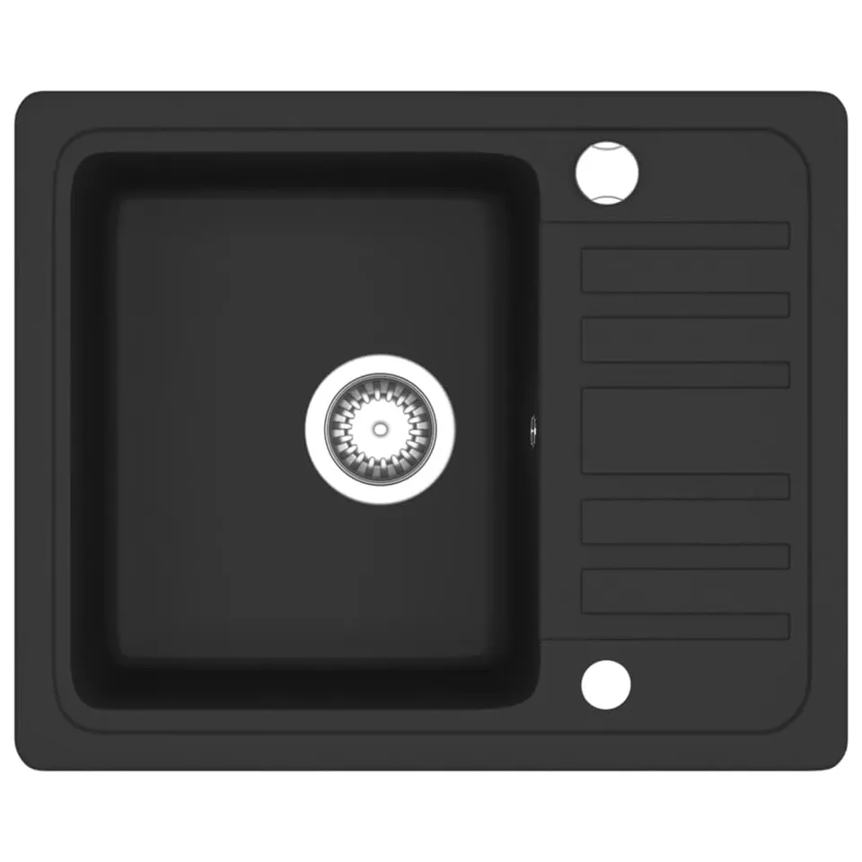 vidaXL Heimwerker Granitspüle Einzelbecken Schwarz reversibel