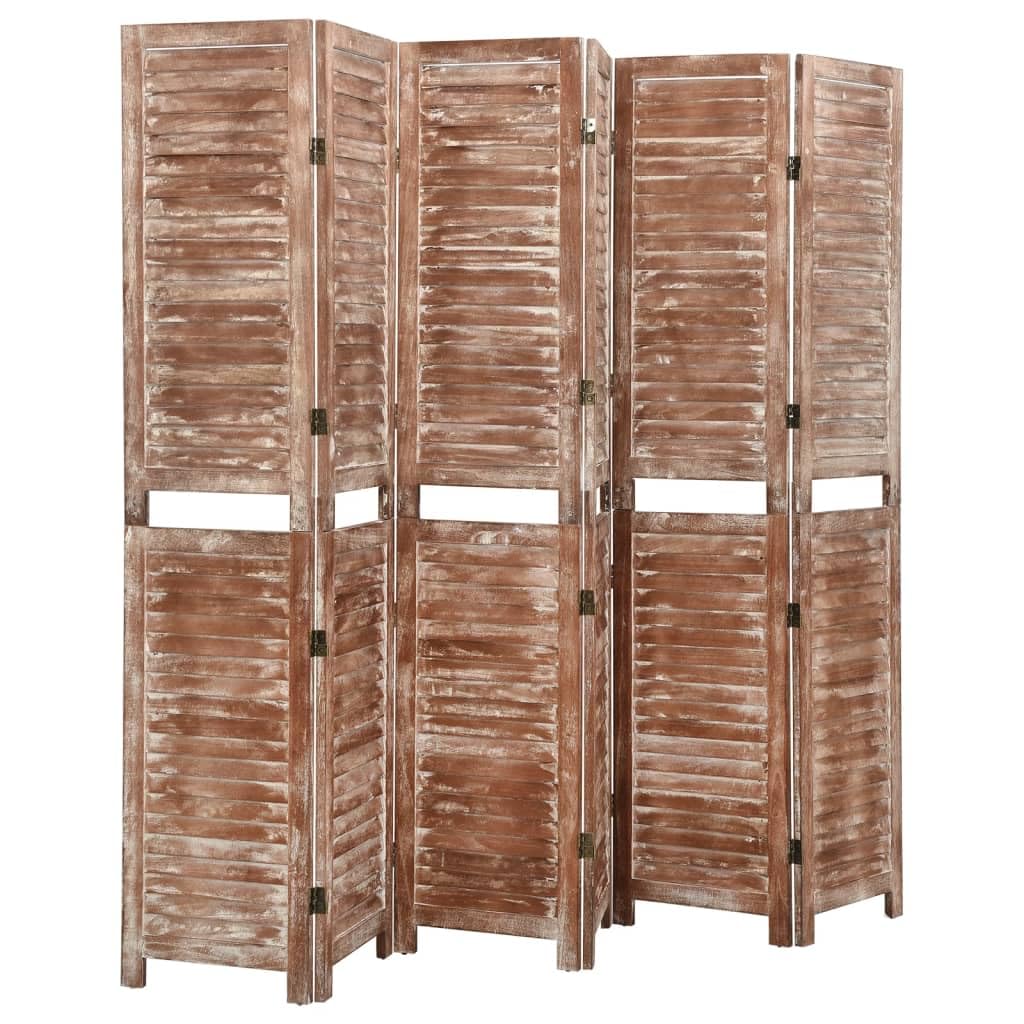 vidaXL Raumteiler 6-tlg. Paravent Braun 210x165cm Paulownia