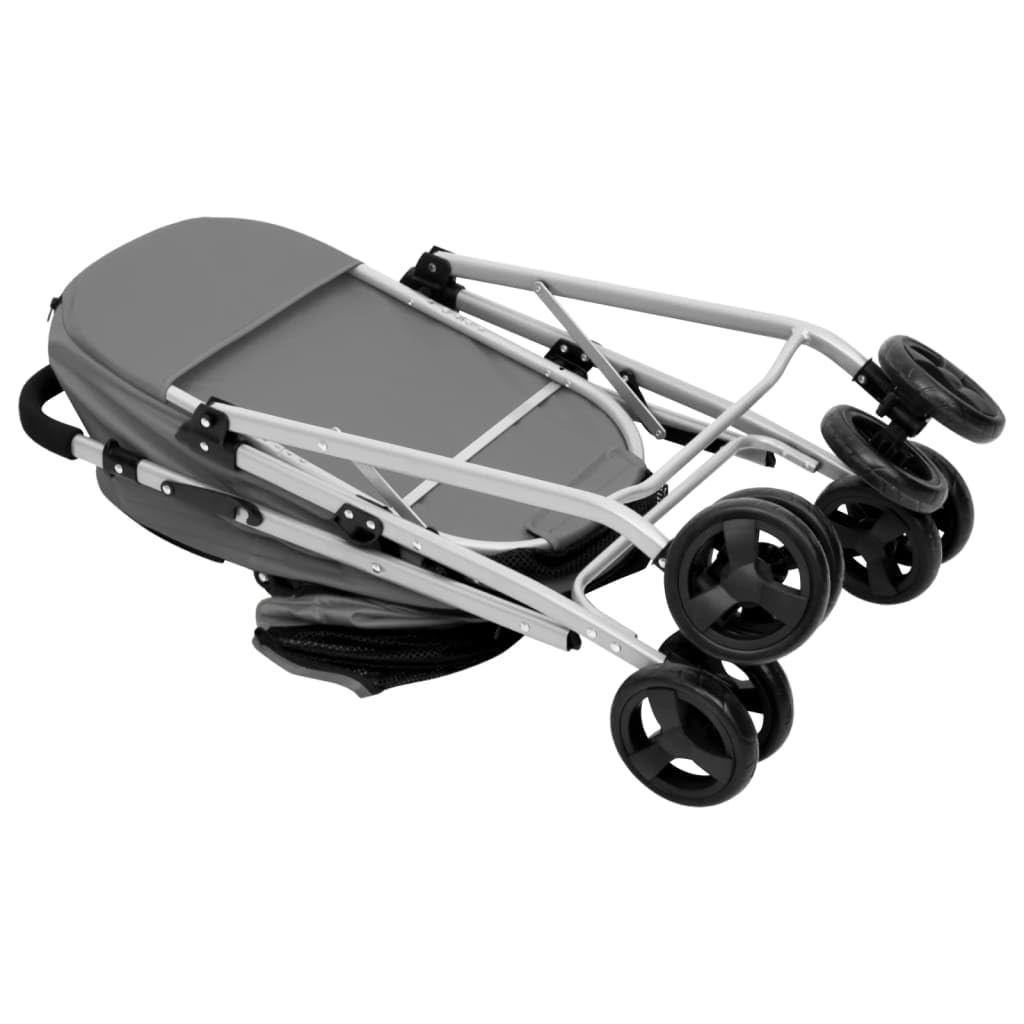vidaXL Hundewagen Haustierwagen 2 Hunde Faltbar Grau 83x48x97cm