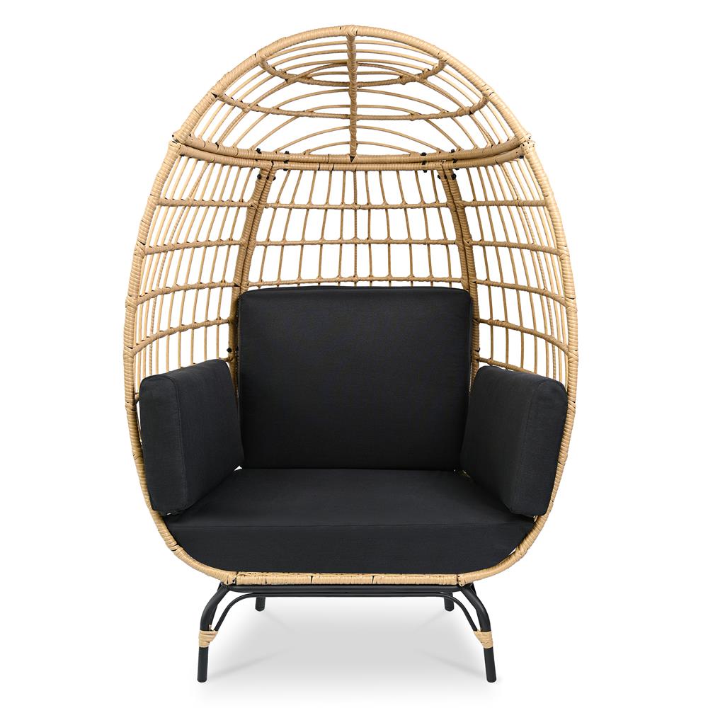 Serenelife Furniture SLEGFB64 Eiersessel Schwarz wetterfest