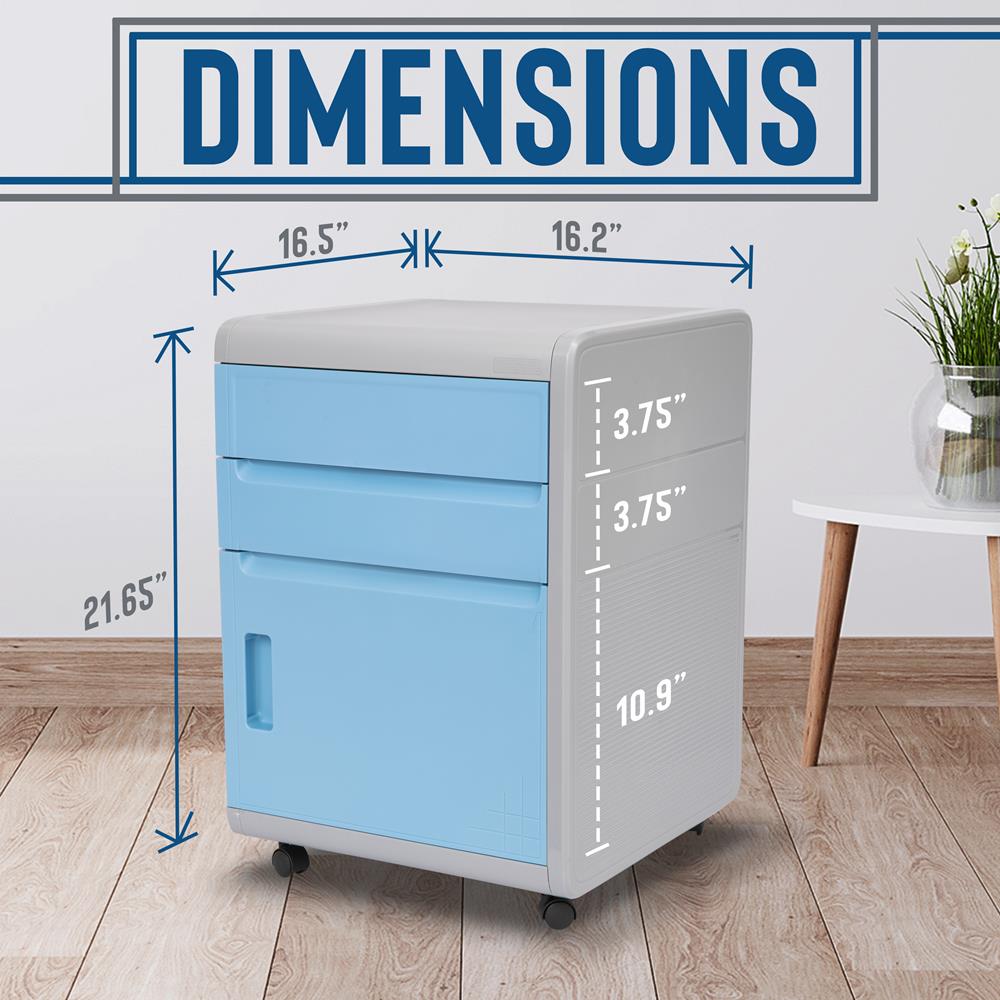 Serenelife Storage Rollschrank Aktenschrank mit Schloss 3-Fächer