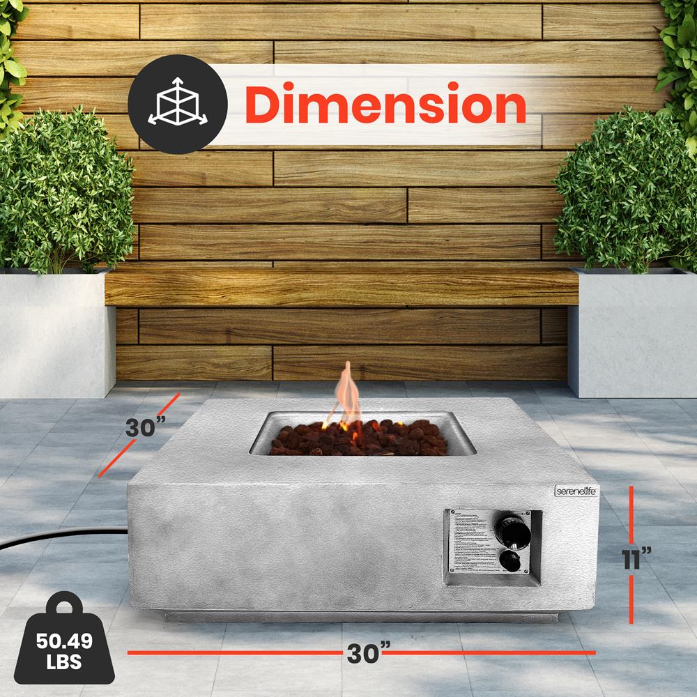 Serenelife Fire Pit Feuertisch Propan 40.000 BTU Grau