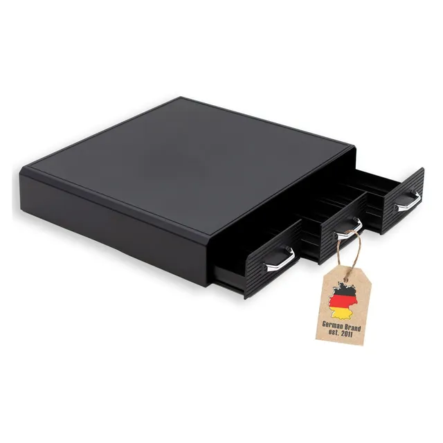 Intirilife Kaffee Kapselhalter Schwarz 3 Schubladen 48 Kapseln