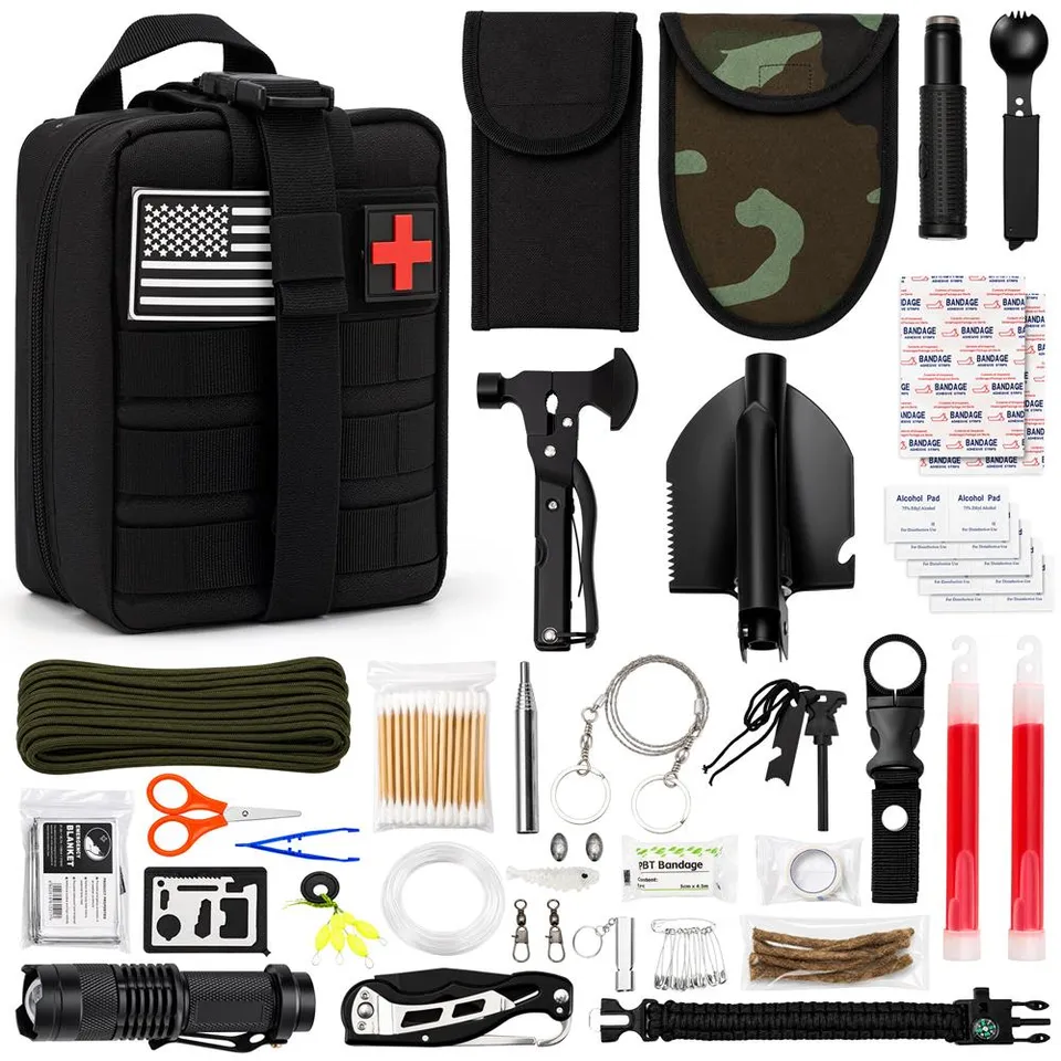 Serenelife Camping Outdoor Survival Kit SLSRVLKTTLBK Schwarz