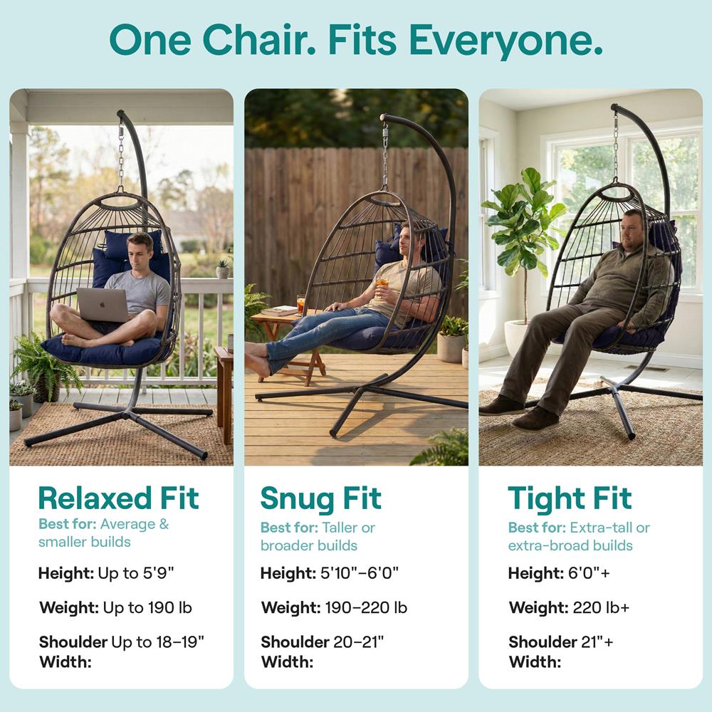 Serenelife Hängesessel Rattan faltbar Dunkelblau 350 lbs