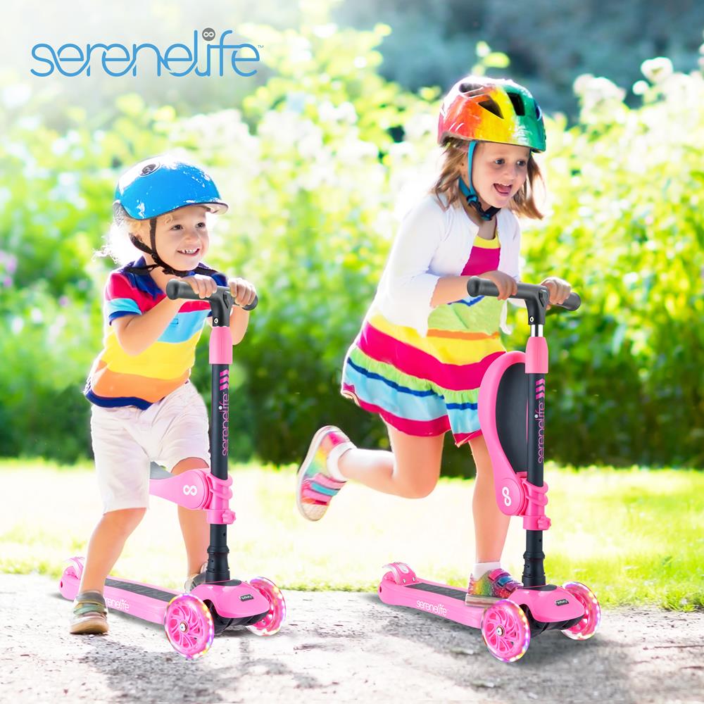 Serenelife Scooters Kinderroller 3-Rad mit Sitz LED ab 1 Jahr