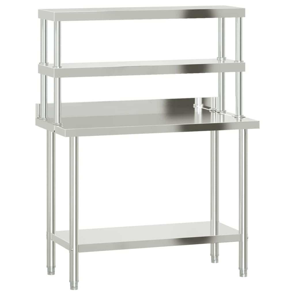 vidaXL Arbeitstisch Edelstahl 110x55 cm mit Aufsatzboard