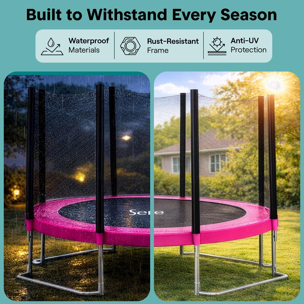 Serenelife Fitness Trampolin 10FT Outdoor Pink mit Netz