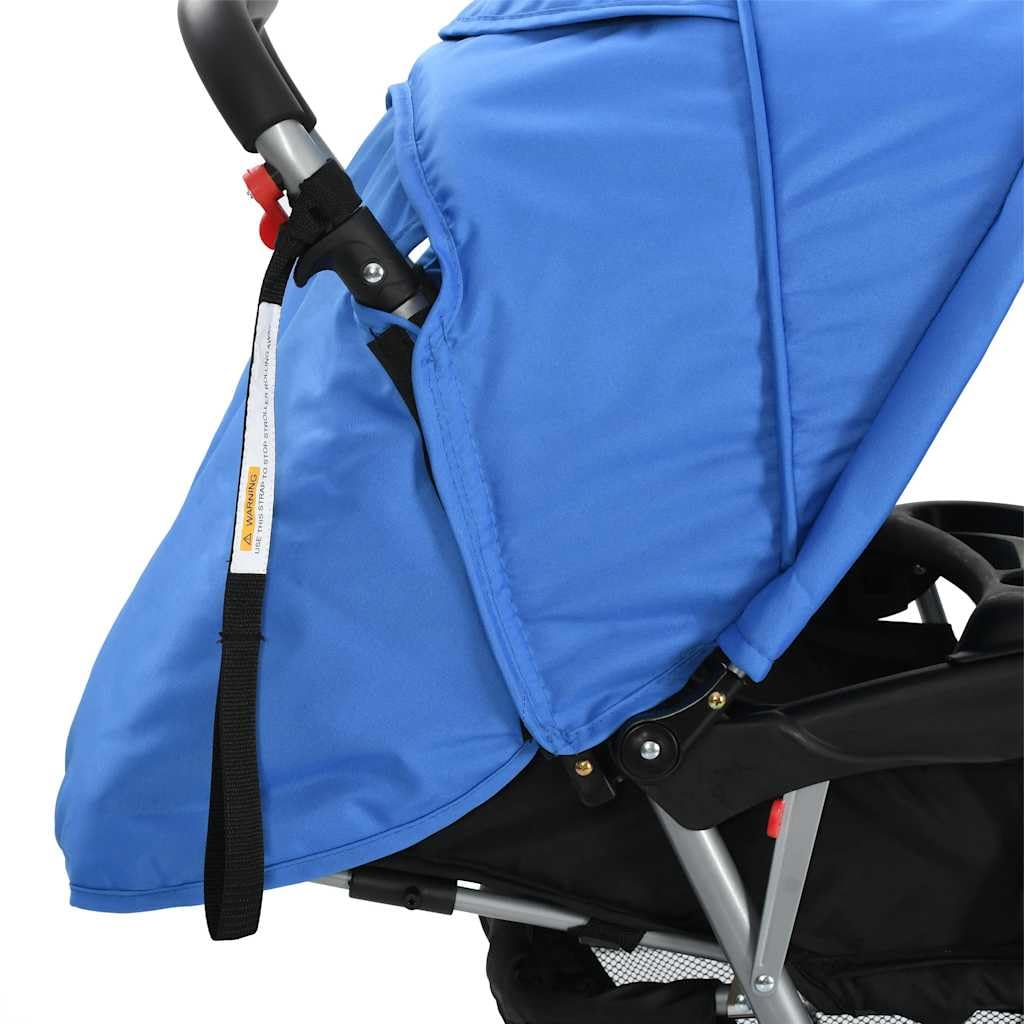 vidaXL Baby Tandem-Kinderwagen Stahl Blau für 2 Kinder