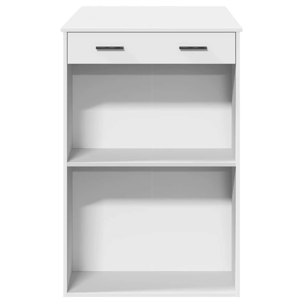 vidaXL Bartisch Weiß 102x70x103,5 cm Stehtisch mit Stauraum