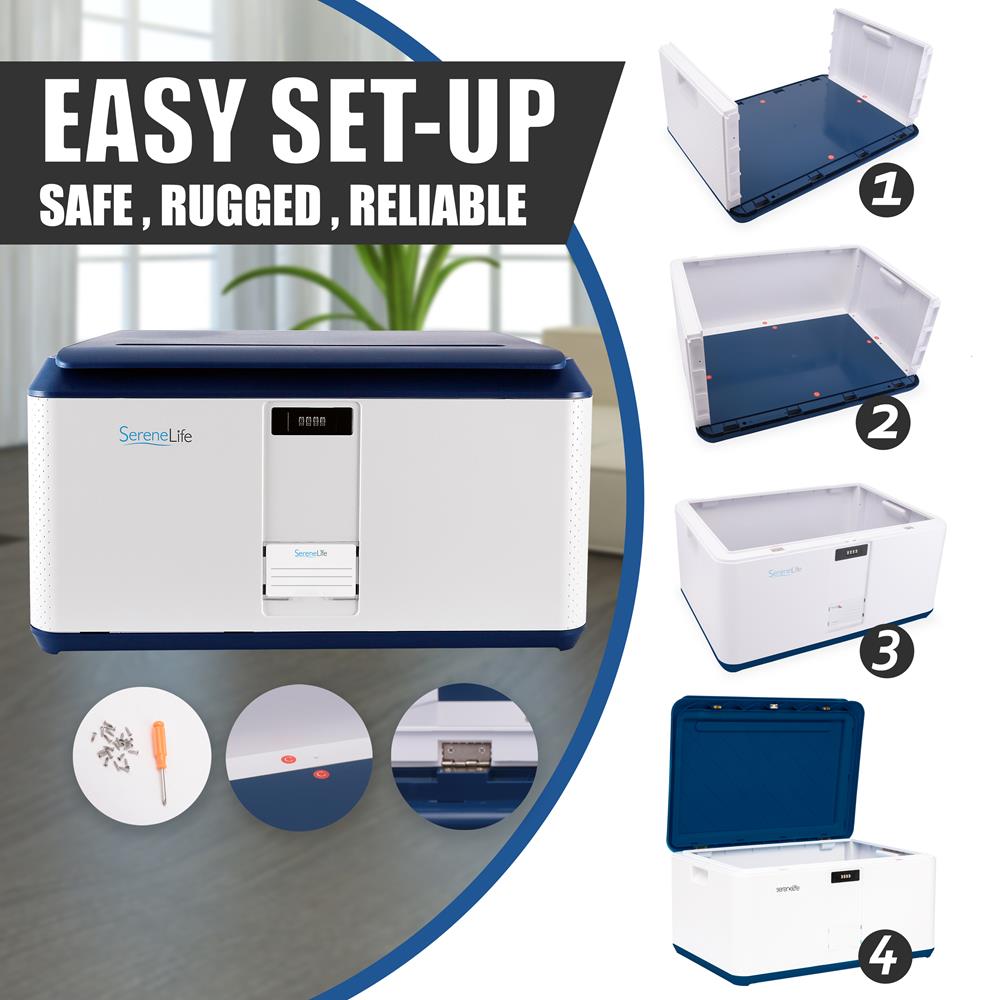 Serenelife SLSBIN20 Box abschließbar blau 78 Liter Zahlenschloss