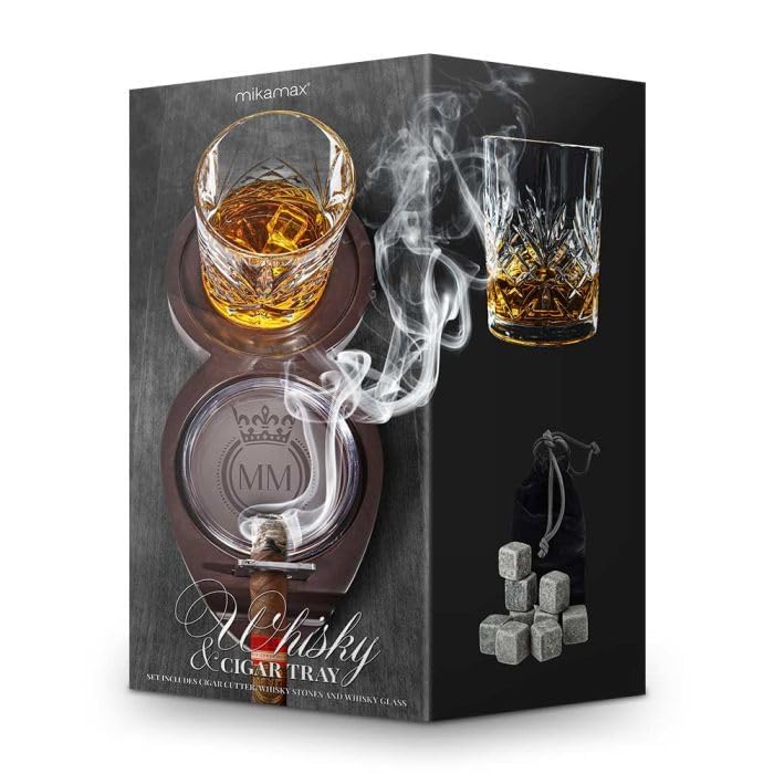 Mikamax Bar & Kitchen Whisky Zigarren Set Holz 9 Steine