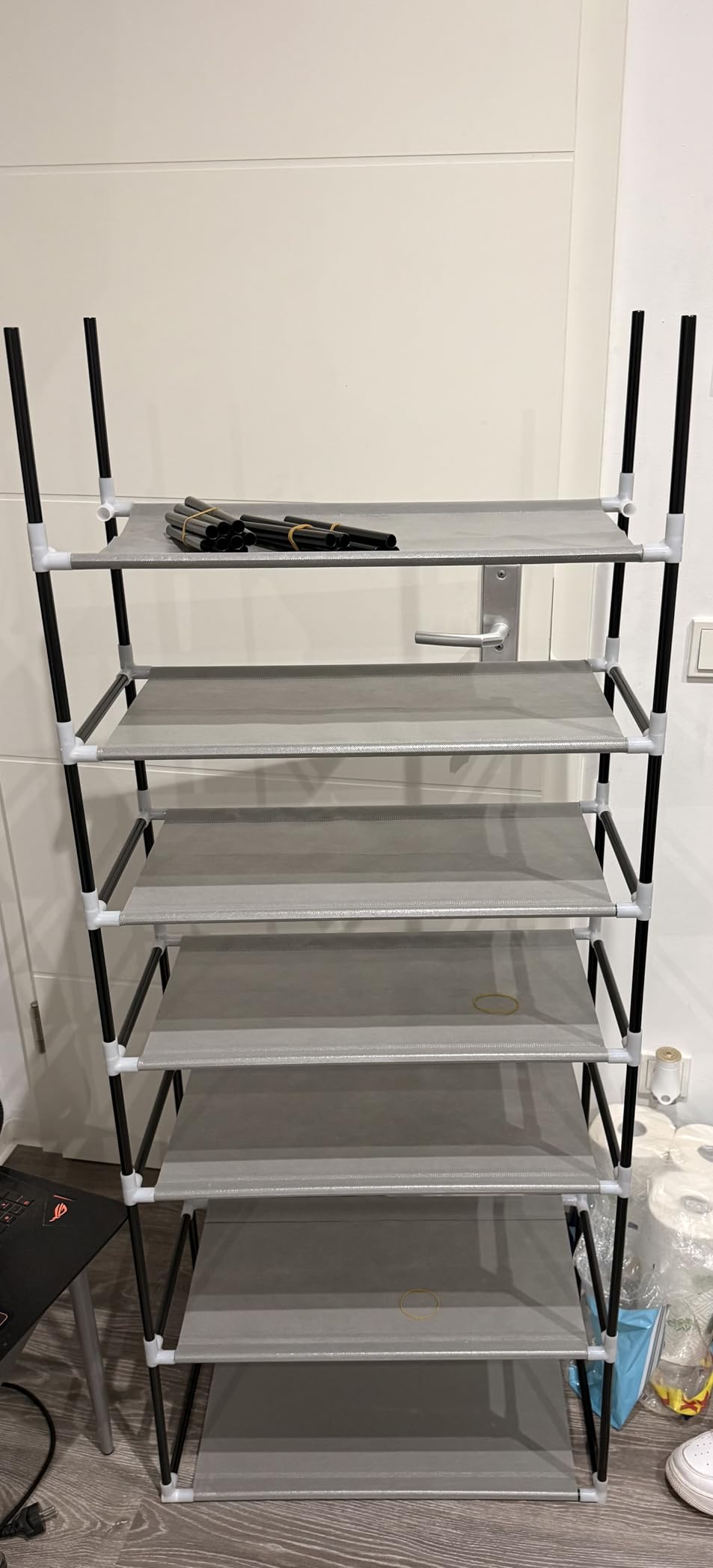 Intirilife Faltschrank 170x58x28 cm Stoffschrank Asch Grau