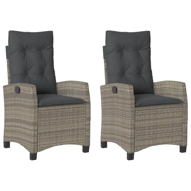 vidaXL Heim & Garten Gartensessel Grau verstellbar 2 Stk. Rattan