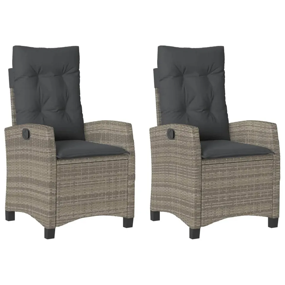 vidaXL Heim & Garten Gartensessel Grau verstellbar 2 Stk. Rattan