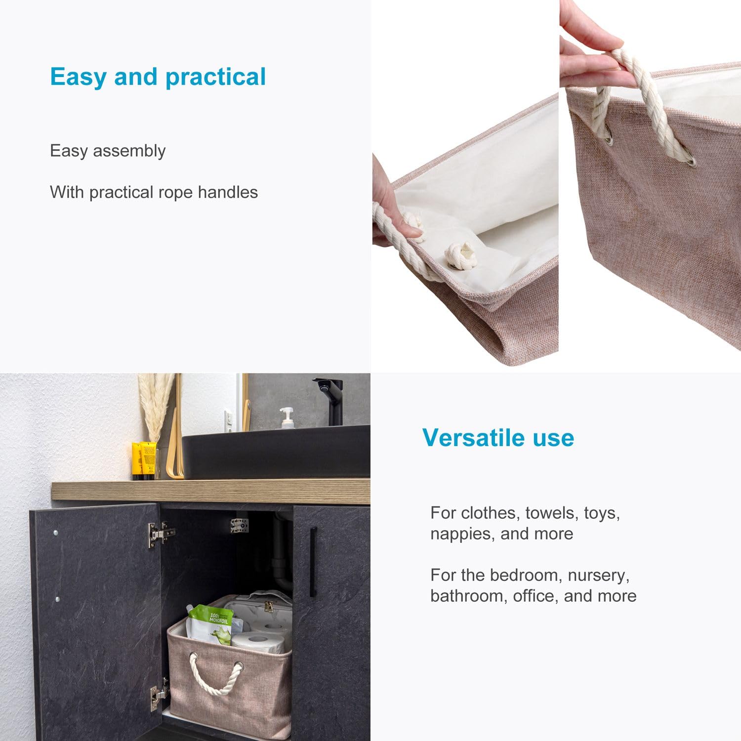 Intirilife Aufbewahrungskorb Rosa Organizer 41 cm mit Henkel