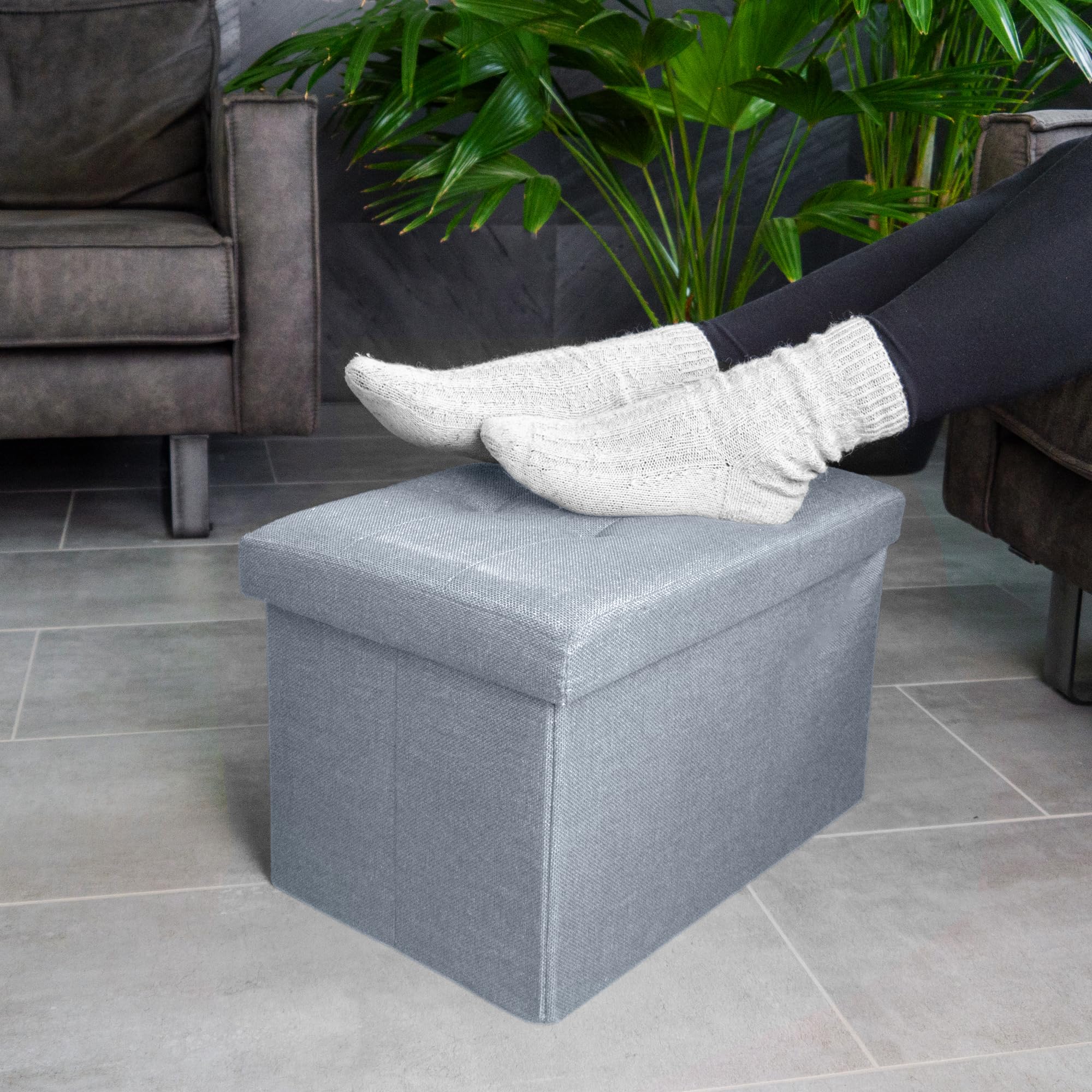 Intirilife Sitzbank faltbar 49x30x30cm Hocker Alaska Grau
