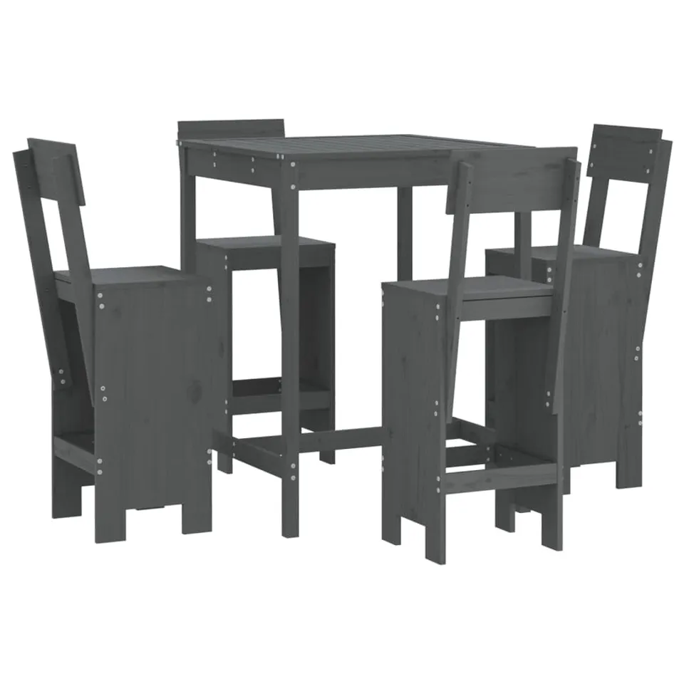 vidaXL Heim & Garten 5-tlg. Gartenbar-Set Holz Grau Kiefer